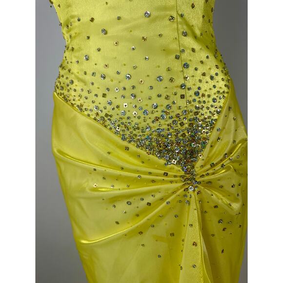 Vintage Y2K NIght Moves Size 8 Canary Yellow Prom Dress Formal Gown 2000s - Picture 3 of 16
